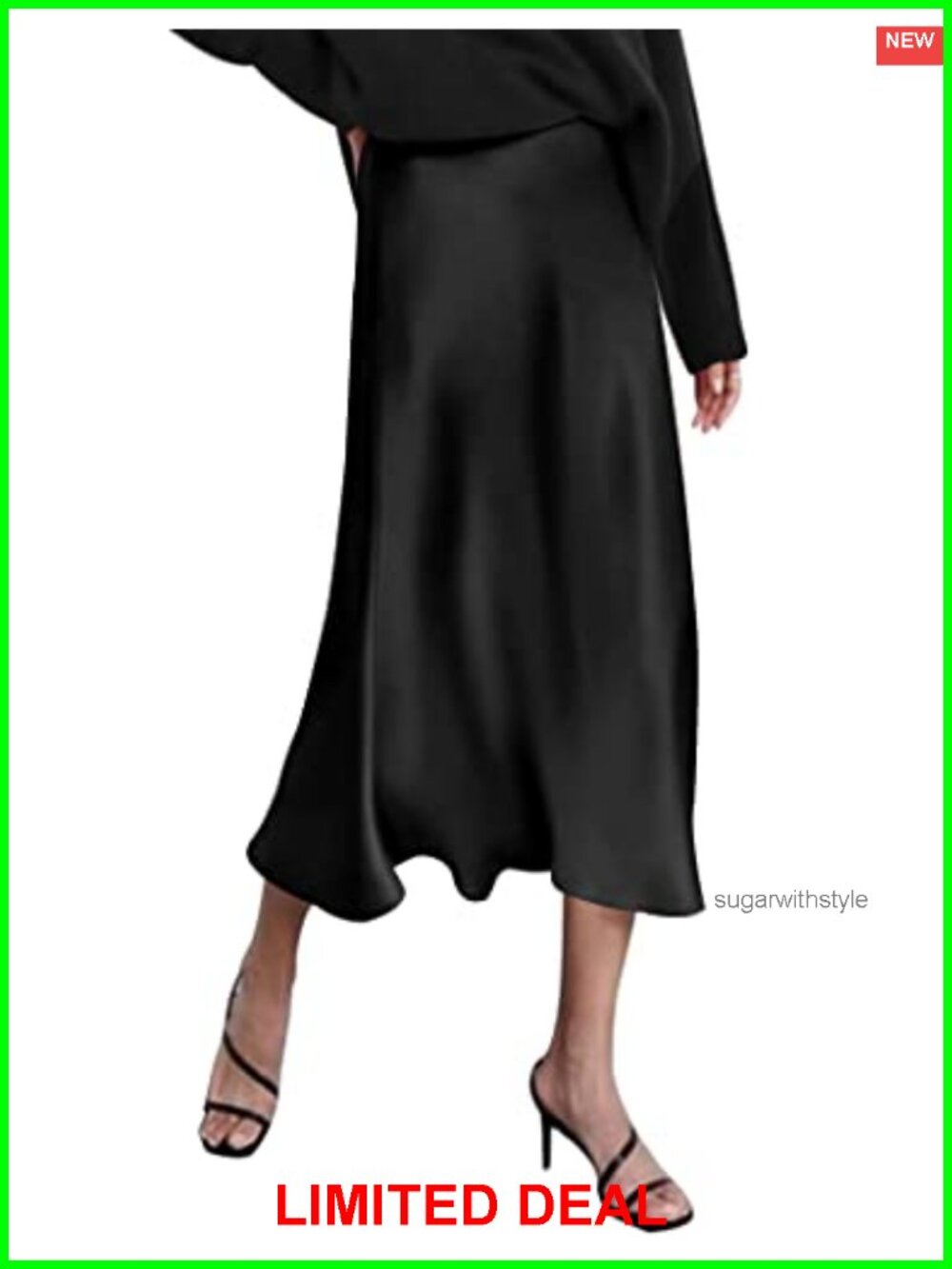 High Waist Satin Midi Skirt for Women Elegant A-Line Party Skirt